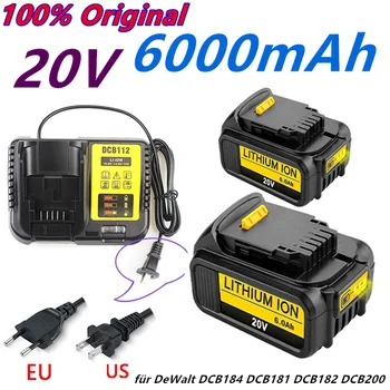 Neue 20V 6,0 Ah MAX XR 18650 Batterie Power Tool Ersatz für DeWalt DCB184 DCB181 DCB182 DCB200 20V 6A 18V Batterie Mit Ladegerät