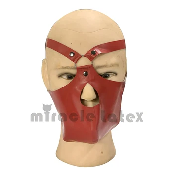 Латексная маска с капюшоном, фетиш-маска для лица, латексный комбинезон Gummi, черно-красный двухцветный латекс