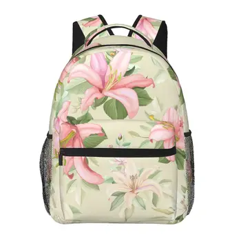 Мужской женский рюкзак с цветочными листьями лилии, школьный ранец для женщин, мужская модная сумка 2023, студенческий рюкзак