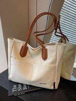 Рабочая холщовая сумка большой емкости 2023 новая женская сумка через плечо в иностранном стиле, сумка-тоут для студентов колледжа
